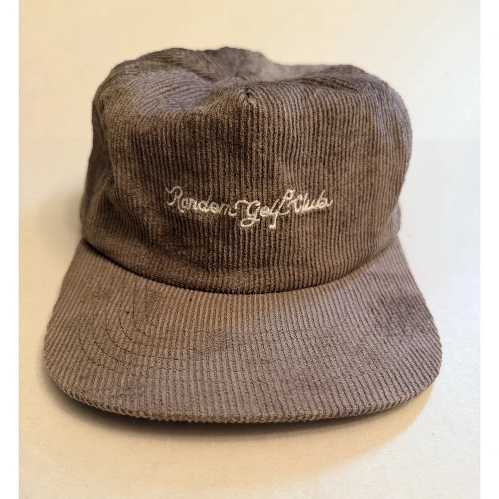 Random Golf Club Hat Cap Gray Corduroy Adjustable Golf Embroidered Logo